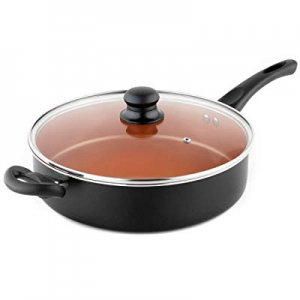 MICHELANGELO Ultra Nonstick 5 Quart Copper Saute Pan with Lid now 75.0% off , Copper Frying Pan, D..