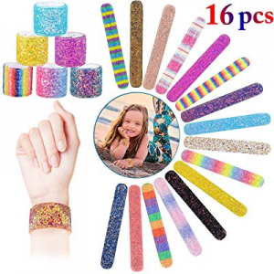 One Day Only！Outgeek Slap Bracelets Glitter Sequin Bracelets Slap Wristband Bracelets for Kids Par..