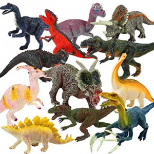 One Day Only！15 Pcs Plastic Dinosaur Figure Toys Set with 2 Pcs Trees and Dinosaur Book now 50.0% ..