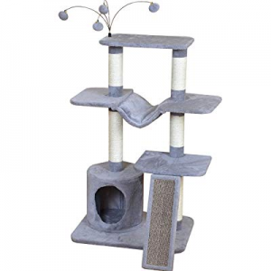 Catry Four-Level Cat Tree Condo Gray with Natural Sisal Scratching Posts now 40.0% off , Teasing T..