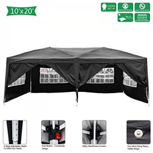Lovinland 3 x 6m Four Windows Practical Waterproof Folding Tent Black now 80.0% off 