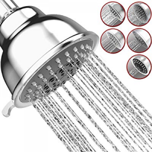 One Day Only！Shower head High Pressure -4 inch Anti-leak Anti-clog 5 Spray Settings Rain Shower he..