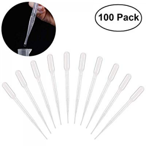 One Day Only！20.0% off 100 pcs White 3ML Capacity Disposable Plastic Eye Dropper Set Transfer Grad..