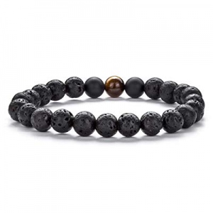 50.0% off Hamoery Men Women 8mm Tiger Eye Stone Beads Bracelet Elastic Natural Stone Yoga Bracelet..