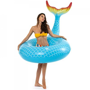 50.0% off Vickea Giant Inflatable Mermaid Pool Floats with Rapid Valves Outdoor Funny Swimming Poo..