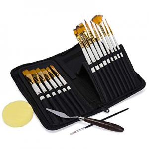 Artist Paint Brush Set now 20.0% off , Oil-15 Different Sizes Nice Gift for Artists, Metal Ring Ma..
