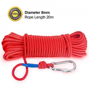 One Day Only！BRYUBR Rock Climbing Rope now 40.0% off , Magnet Fishing Rope with Carabiner, 6mm/8mm..