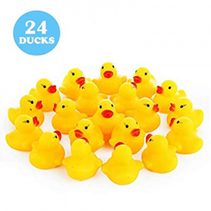 One Day Only！RUNYA Yellow Mini Rubber Duckies Baby Bathtub Toy for Birthday Party Bathtub, 24 Pack..