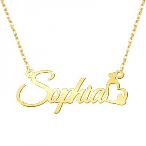 One Day Only！Custom Name Necklace Personalized,Name Plate Necklace 18K Gold Jewelry Gift for Women..
