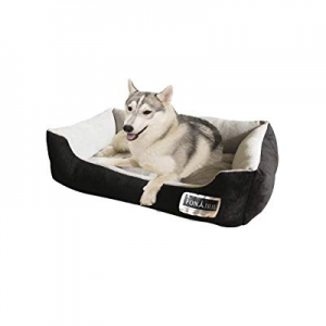 FONAIRIL Luxe Washable Comfortable Sofa Rectangle Shape Lounger Pet Bed for Dogs and Cats（Black） n..