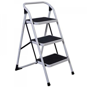 One Day Only！80.0% off Lovinland 3 Step Ladder Folding Ladders Stool with Short Handrail Iron Ladd..