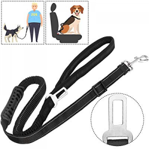 One Day Only！SlowTon 2 in 1 Dog Car Seat Belt + Leash now 50.0% off , Heavy Duty Dual Use Adjustab..