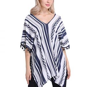 Womens Summer Tops V Neck Blouses Bathing Suit Cover Ups Chiffon Loose Shirt now 68.0% off 