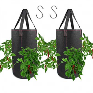 2 Pack Hanging Planter for Hot Pepper, Fabric Plant Pots for Growing Hot Pepper with Hooks Include..