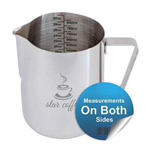 Star Coffee 30 now 15.0% off , 20 or 12oz Stainless Steel Milk Frothing Pitcher - Measurements on ..