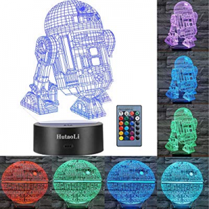 One Day Only！51.0% off HutaoLi 3D Star Wars Night Lights 2 Modes and 7 Color Variations Star Wars ..