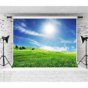 55.0% off EARVO Background 7x5ft Spring Backdrop Blue Sky Field Sunshine Photography Background Sp..