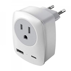 European Travel Adapter now 15.0% off , Upgraded European Plug Adapter with USB Type-C Charging Po..