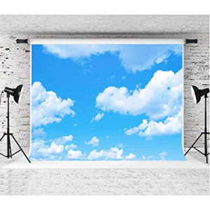 25.0% off Baby Shower Background EARVO 7x5ft Blue Sky White Clouds Photography Background Photo Po..