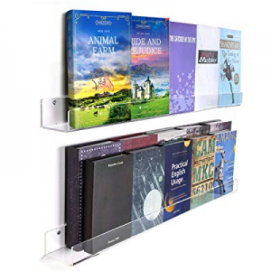 WINKINE 2 Pack Clear Floating Bookshelf Set 36 inch now 40.0% off , Crystal Acrylic Bathroom Shelv..