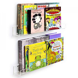 WINKINE Kids Book Shelves now 40.0% off , 2 Pack Clear Invisible Wall Mounted Acrylic Floating Boo..
