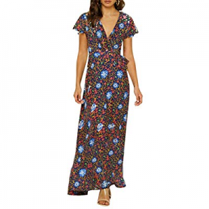 Mefezi Women Summer Short Sleeve Floral Casual Long Maxi Dresses now 15.0% off 