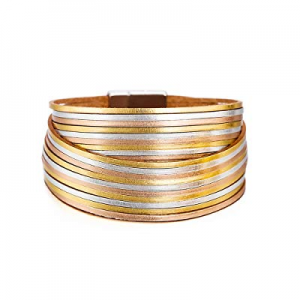 45.0% off Fesciory Women Multi-Layer Leather Wrap Bracelet Handmade Wristband Braided Rope Cuff Ba..