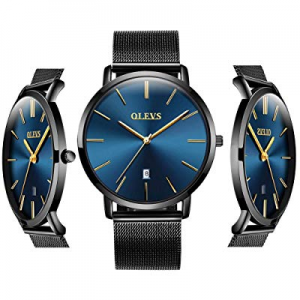 One Day Only！50.0% off Inexpensive Blue Watches - OLEVS Men Women Analog Quartz Business Watch Sta..