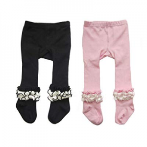 One Day Only！Baby Girls Cable Knit Ruffle Tights Toddler Infant Cotton Leggings Pantyhose Stocking..