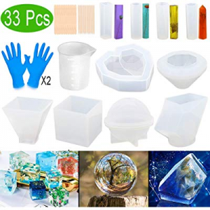 One Day Only！Resin Molds now 50.0% off , ZALALOVA 33Pcs Silicone Molds for Resin Large Clear DIY E..