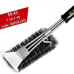 One Day Only！ANCREU BBQ Grill Cleaning Brush with Scraper now 60.0% off , Safe 18" Stainless Steel..