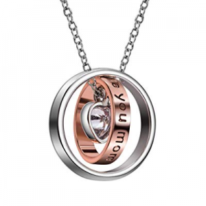 One Day Only！25.0% off Bowisheet Mother's Day Necklace I Love You Mom Double Circle Pendant Neckla..
