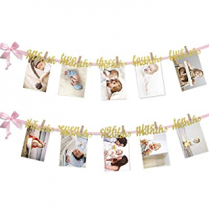 One Day Only！12 Month Photo Banner now 15.0% off , First Birthday Decoration, Milestone Photo Bann..