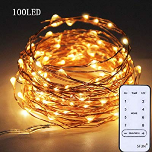 75.0% off SFUN USB Powered Fairy String Lights with Remote Control 33ft 100LED 8 Modes for Valenti..