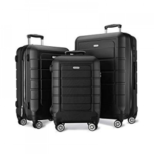 SHOWKOO Luggage Sets Expandable PC+ABS Durable Suitcase Double Wheels TSA Lock Black 3pcs now 10.0..