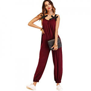 Romwe Women's Casual Bow Detail Loose Comfy Harem Jumpsuit One Piece Romper now 50.0% off 