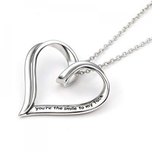 UMODE Sterling Silver Open Heart Pendant Nekclace You're The Simle to My Face 18.2 in now 60.0% off 