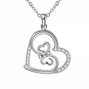 ZHULERY Necklace Women's Heart Butterfly 925 Sterling Silver Necklaces and 3A Cubic Zirconia now 7..