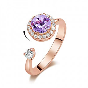 60.0% off CDE 18K Rose Gold Plated Rings Rotating Birthstone Embellished with Crystals from Swarov..