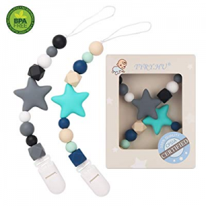 Pacifier Clip TYRY.HU Teething Silicone Beads Teether Toys BPA Free Binkie Holder for for Boys now..