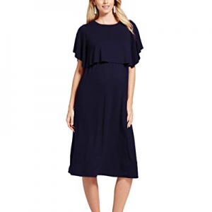 One Day Only！LaSuiveur Women's Short Sleeve Double Layer Maternity & Nursing Midi Dress now 60.0% ..