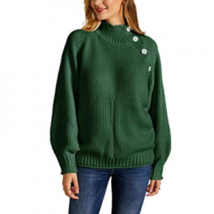 One Day Only！imesrun Womens Button Turtleneck Oversized Tunic Sweater Chunky Knit Pullover Jumpers..