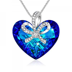 One Day Only！GEORGE · SMITH Elegant QueenCrown Pendant Blue Heart Neckomen Crystals from Swarovski..