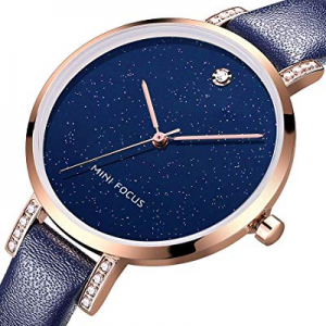 One Day Only！MF MINI FOCUS Women Fashion Watch with Leather Strap now 60.0% off , (Blue, Black, Al..