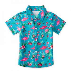 50.0% off uideazone Little Big Boys Hawaiian Shirt Summer Short Sleeve Kids Button Down Aloha Shir..