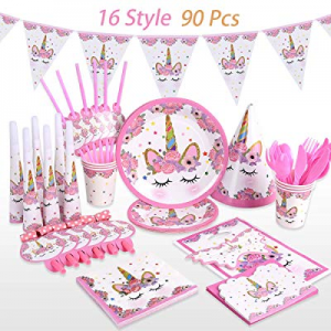 Unicorn Party Supplies - XREXS 16 Style Unicorn Birthday Party Supplies Pack now 37.0% off ,Birthd..