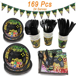 Video Game Party Supplies now 35.0% off , Angela&Alex 169 Pieces 24 Guests Gaming of Themed Party ..