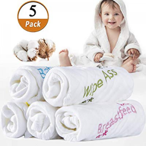 Baby Washcloths Organic Cotton Baby Wipes Towels for Newborn or Sensitive Skin (5 Pack now 60.0% o..