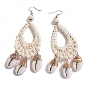 60.0% off KissYan Handmade Beaded Tassel Shell Rattan Earrings For Women Boho Statement Earrings W..