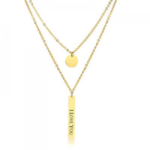 80.0% off YoPicks Personalized Layered Bar Necklace Engraved Custom Initial Name Necklace with Dis..